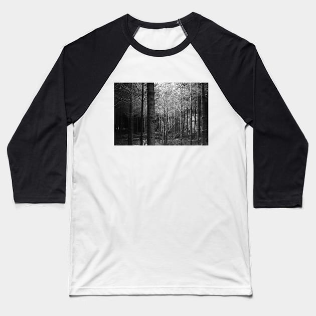forest in black and white Baseball T-Shirt by Chigurena